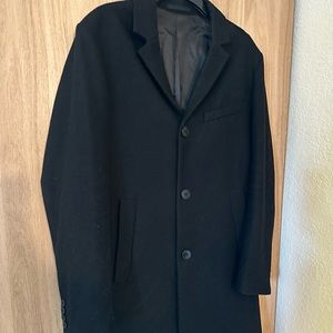 H&M Wool Black Overcoat